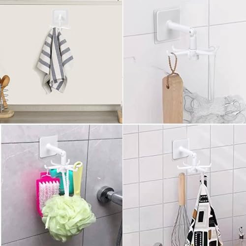 Image of YeeBeny 360 Degrees Rotating Folding Hook Self-Adhesive 180 Degrees Vertical Flip Hook, Baby & Bottle Brush Holder (White)