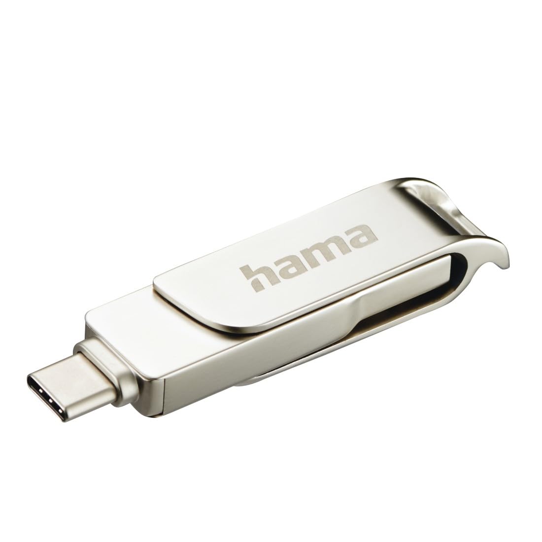 Hama C-Rotate Pro Clé USB 3.1 - Flash Drive 256 Go, Vitesse jusqu'à 100 Mo/s, Clef avec connecteurs USB A & USB C, pour PC/Mac/Tablette et Smartphone - Argentée