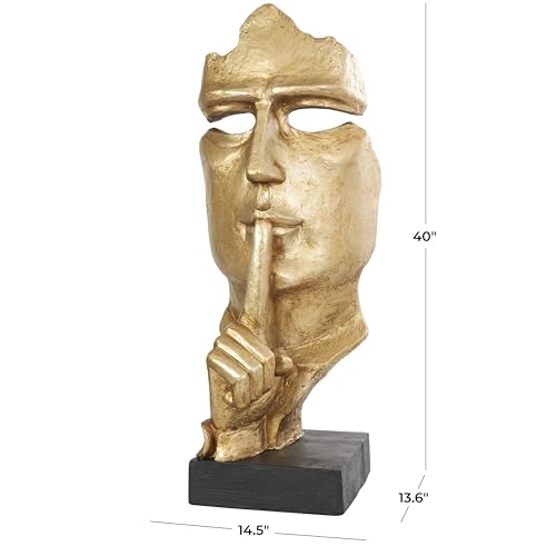 Escultura Decorativa Polystone 40 in Dorado con Base Negra miniatura 6