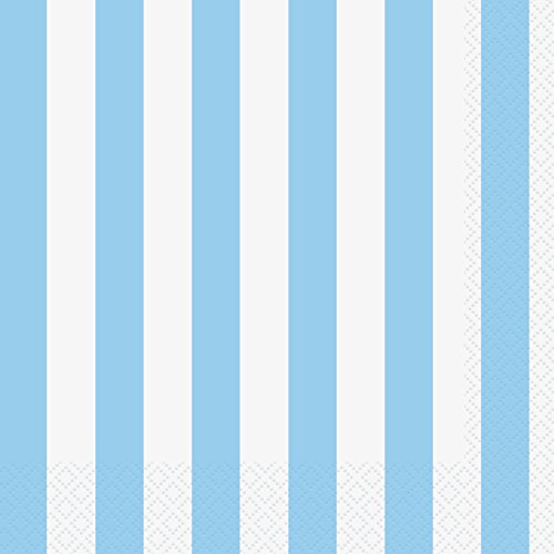 Light Blue Striped Paper Napkins, 16ct