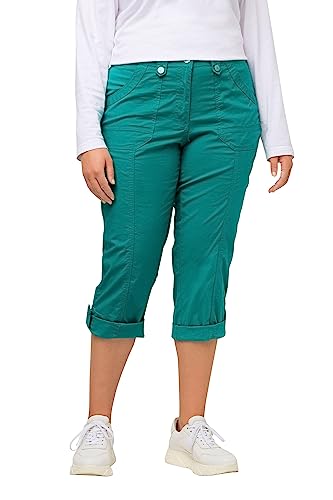 Ulla Popken Damen 7/8-Cargohose PANTS, cyan, W53 / L32