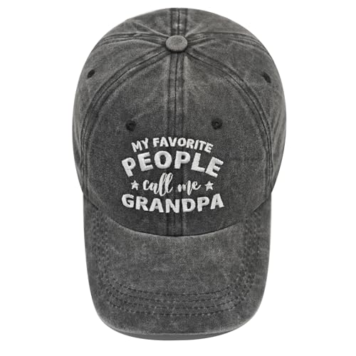 Image of Grandpa Gifts, Grandpa Hat, Best Christmas Thanksgiving Fathers Day Birthday Gifts for Grandfather from Grandkids Granddaughter Grandson, Adjustable Washed Cotton Embroidered Baseball Caps Dark Grey