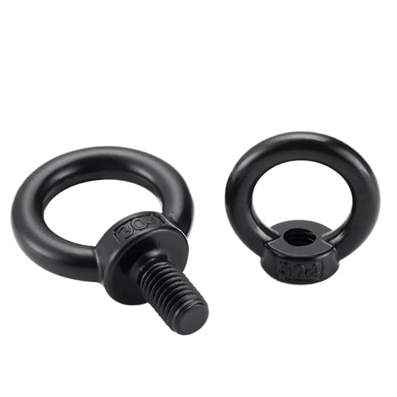 SHUNMIN Tornillo con Argolla Tornillos y Tuercas for Anillos de elevación de Acero Inoxidable 304 con Revestimiento Negro M3 M4 M5 M6 M8 M10 M12 M14 M16 M18 M20 M24 Tornillo con Anilla(M8x14mm 10pcs)