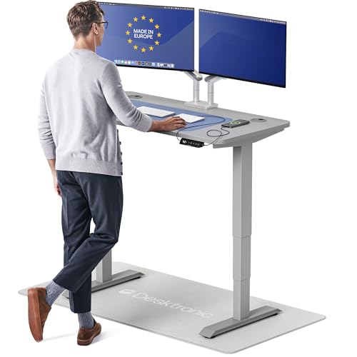 Image of Desktronic HomePro Standing Desk 48x24 - Made in Europe, Ergonomic Sit Stand Home Office Desk, Electric Height Adjustable, Dual Motor, USB & USB-C Charging, Wobble-Free, Touchscreen, 3 Memory Presets