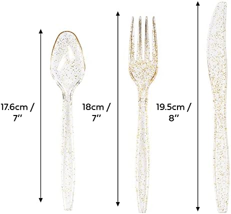 Matana - 150 Premium Reusable Cutlery Set with Gold Glitter
