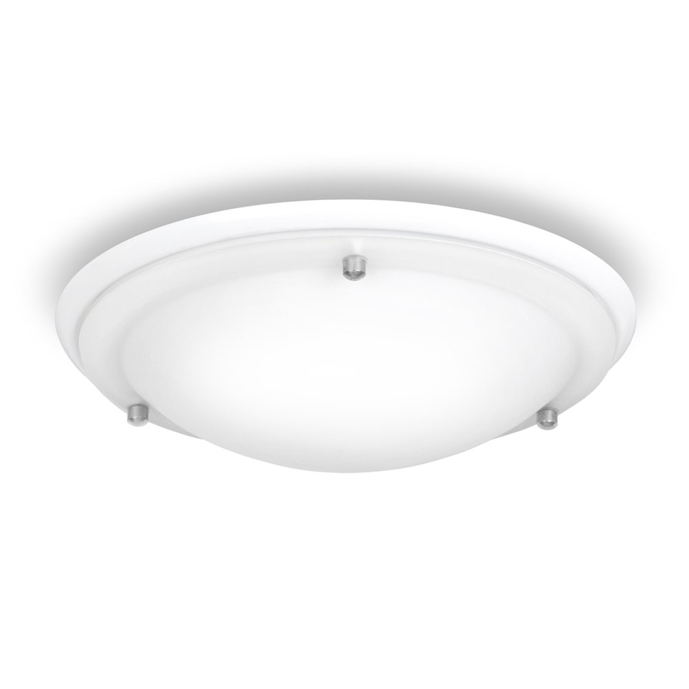 Minisun White Gloss | Modern Disc Shaped And Frosted Glass Flush Ceiling Light | Bath Ceiling Lights, Home Décor & Improvement Essential | Includes 4W Led Bulb [Cool White] | Mains Wired