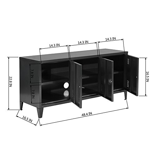 FurnitureR 3 Doors Metal Storage Cabinet with Removable Shelves File Organizer Home Office Gym Storage Unit Boys Girls Teens Toy Room,Stackable, Black