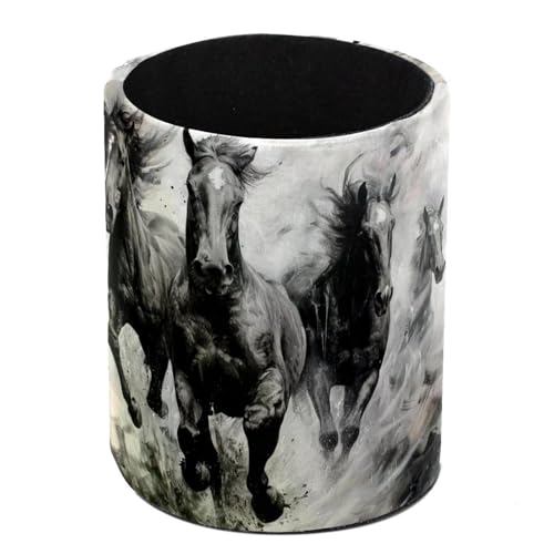 VAPOKF Pot à stylos pour bureau, pot à crayons, pinceaux de maquillage, rangement de fournitures de bureau, organisateur pour la maison et le bureau – Chevaux au galop