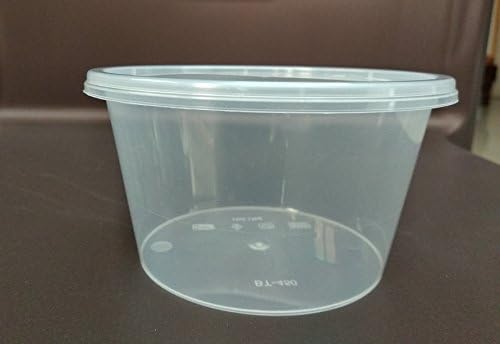 50 X 500ml Plastic Round Containers Tub Pots & Lids Clear Microwavable, Freezer Friendly Safe Food Takeaway