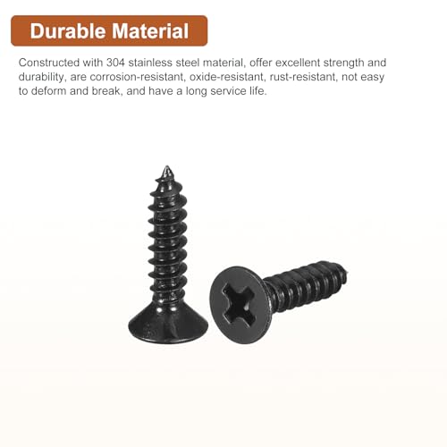 Image of DTGN 100Pcs 6 inch x5 /8 inch Flat Head Wood Screws, Self Tapping Screws Black