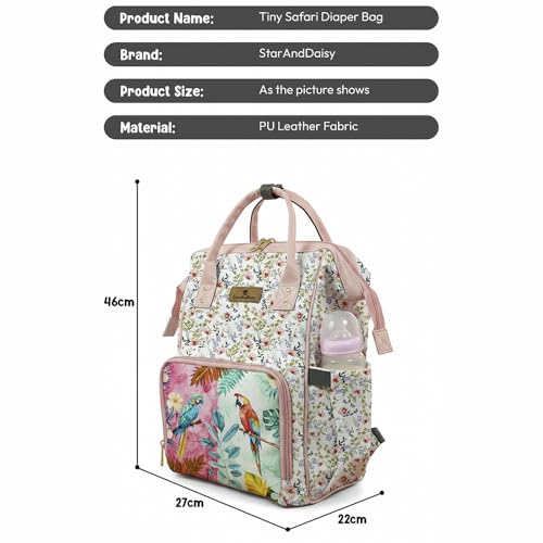 Image of StarAndDaisy Baby Bag for Mother Travel /Diaper Bag with Insulated Baby Bottle Pocket /Diaper Bag for Mothers for Travel with Multi Compartments, Waterproof Diaper Bags for Mom (Pink)