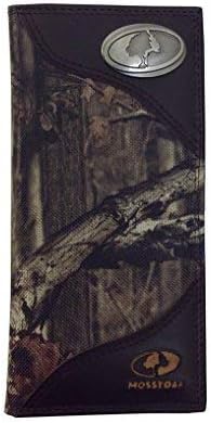 Mossy Oak Long Nylon Roper Camo Wallet With Mossy Oak Emblem And Leath