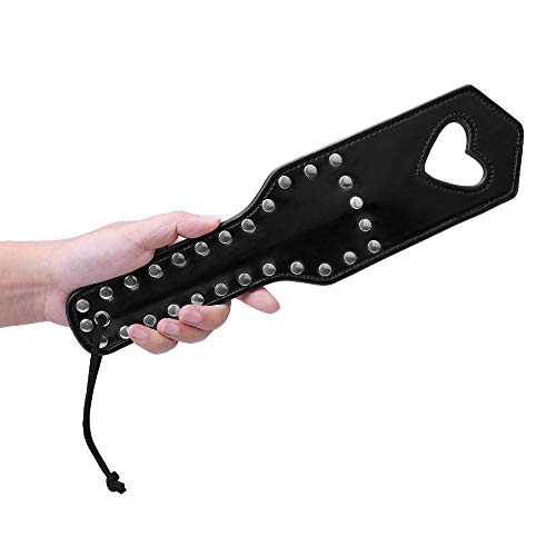 Venesun Heart Spanking Paddle For Adults, 13.5Inch Studded Faux Leather Paddle For Sex Play, Black #TOP1