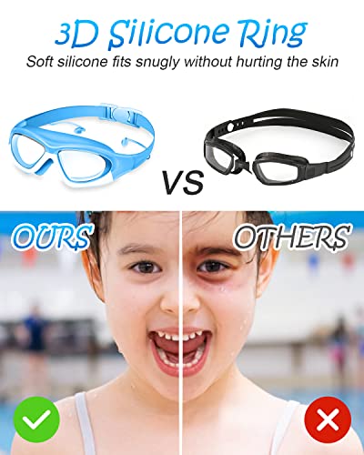 Victoper Kids Swimming Goggles Big Frame Wide-Vision for Children Girls Boys,Swimming Goggles Kids 6-14 No Leaking Anti-Fog Lens and UV Protection with FREE Case,Nose Clip Ear Plugs - Image 2