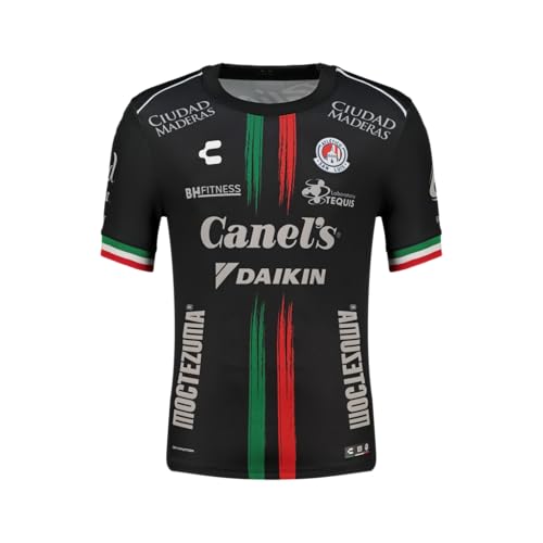 Charly 2025/26 Atletico San Luis Men's Soccer Jerseys – Home & Third Kit with UV Protection,Factor Technology (US, Alpha, Medium, Regular, Regular, Third - Black)