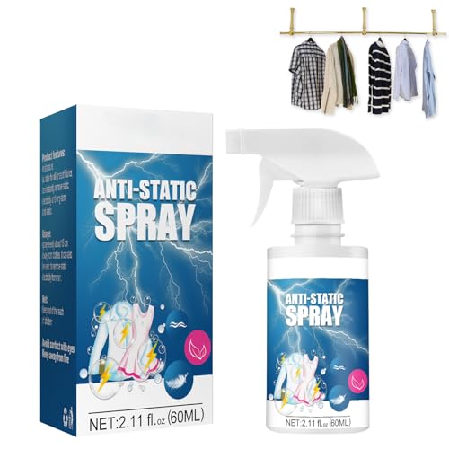 Antistatik Spray,Antistatik Spray Kleidung,Antistatisches Spray,Antistatische Sprühkleidung,Reduziert Statische Aufladung,Elektrostatisches Spray,Geeignet für Kleidung,Möbel,Autos,60ML