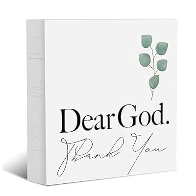 Farmhouse Decorative Signs Plaques Wooden Box Sign Desk Decor, Christian Saying Quote Rustic Religious Wood Block Plaque Box Sign Home Office Decor for Living Room Bedroom Bathroom Kitchen Shelf Table