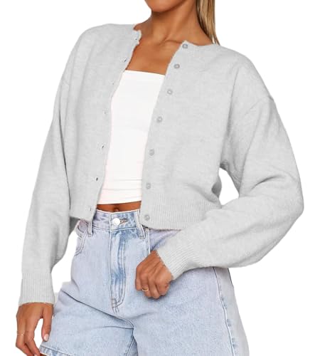 Image of Women's Cardigans Button Down Solid Color Knit Sweater Shirt Lady Lightweight Jackets Fall Winter Outfits