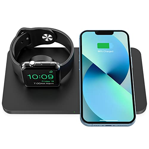 Wireless Charger,2 in 1 Wireless Charger Station,Qi Fast Wireless Charger Station,Phone Charger Compatible with iPhone 13/13 Mini/13 Pro Max/12/11 Pro Max/XS MAX/XR/XS/X/8/SE,AirPods Pro(No Adapter)