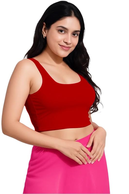 sohot Readymade Fitted Saree Blouse for Women Sleeveless Square Round U Neck Regular fit Stretchable Pullon Western Stylish Crop Top VS22-picture-28