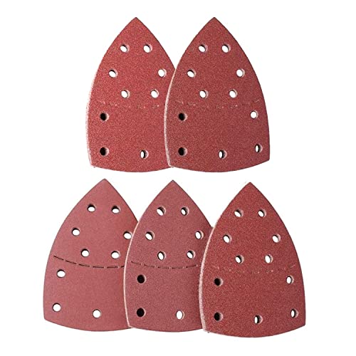 ANBOWEI Papier Abrasif pour Ponceuse - 50 Feuilles Abrasives pour Ponceuse Mouse Delta - 105x152mm Papier de Verre Triangles de Ponçage 40/80/120/180/240...