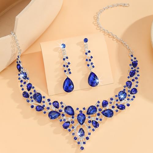 Image of Shining Diva Fashion Stylish Design Fancy Crystal Necklace Jewellery Set for Women | Trendy Celebrity Inspired Jewellery