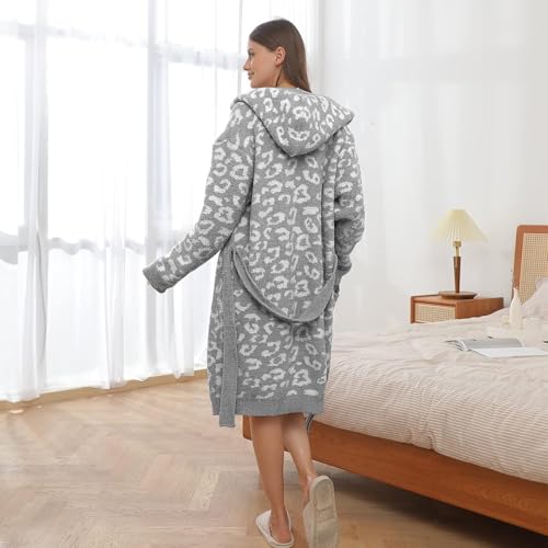 Image of bearberry Plush Hooded Bath Robe Women's Loungewear Sleep Robe Indoor Outfit