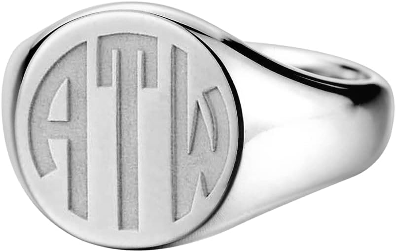 925 Sterling Silver Personalized Monogram Letter Rings for Women Men Custom Pinky Signet Ring