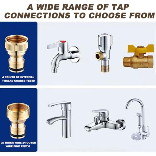 BSITSSS 3 x Tap Adapter, Tap Adapter for Hose Pipe Brass Garden Hose Quick Connector Thicken - Image 4