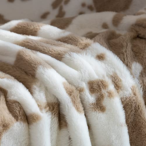 Paper Jazz Cartoon Cow Print Blanket, Soft Flannel Blanket Fleece Cute Cow Throw Blanket Lightweight Sofa Bed Travel Blankets For Baby Kids Adults Girls Boys Teens Gift (51X63Inch, Khaki Cow) #TOP2