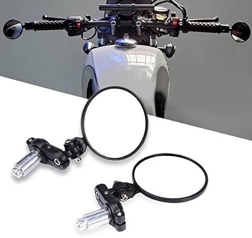 HONGPA Universal Motorcycle Mirrors - 3 Inch Round Folding Bar End Side Mirror Compatible with Honda, Scooter, Suzuki, Yamaha, Kawasaki