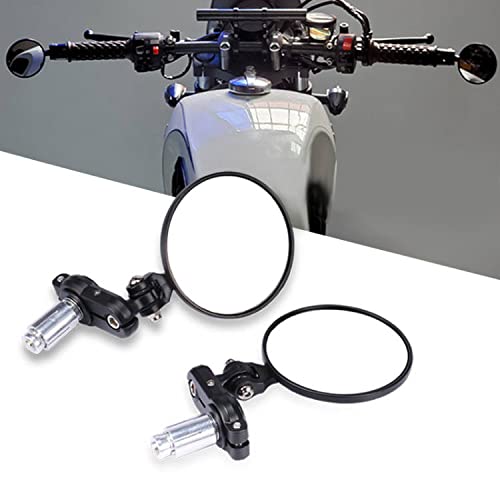 Hongpa Universal Motorcycle Mirrors - 3 Inch Round Folding Bar End Side Mirror Compatible With Honda, Scooter, Suzuki, Yamaha, Kawasaki #TOP8