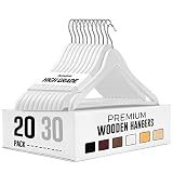 Cozymood Sturdy Wooden Hangers 20 Pack Durable & Slim Clothes Hanger with 360° Rotatable Hook Natura