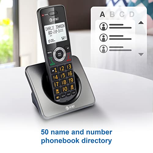 AT&T GL2101-2 DECT 6.0 2-Handset Cordless Home Phone with Call Block, Caller ID, Full-Duplex Handset Speakerphone, 2" White Backlit Display, Lighted Keypad (Graphite & Black)