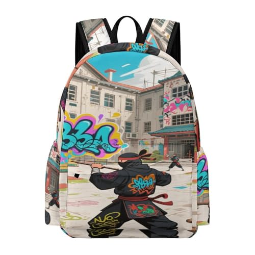Ninja Academy Printed Backpack Water-Resistant Pack Stylish Bag Lightweight Travel Backpack