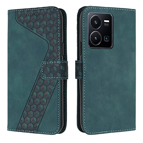 OKZone Compatible With Vivo Y35 4G 2022/Y22S/Y22 Case, Wallet Case PU Premium Leather with Card holder Slots Magnetic Flip Cover Bookstyle Phone Cases Cover for Vivo Y35 4G 2022/Y22S/Y22 (Green)