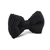 AUSCUFFLINKS Xmas Present for Him | Black Knit Bow Tie for Men Knitted Bowties for Groomsmen (Black, Standard)