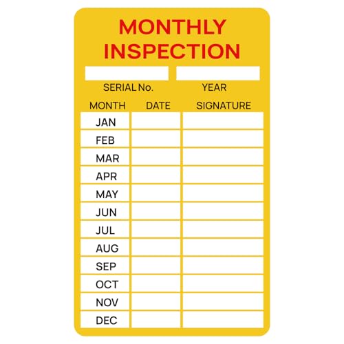 15 PCS Monthly Inspection Record Stickers,Self Adhesive Waterproof Monthly Inspection Safety Labels Tags for Fire Extinguisher,Maintenance,Quality Control (3"x5")