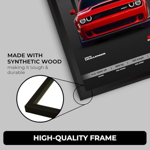 Image of Dodge Challenger Poster | Framed Dodge Challenger SRT Demon A4 Sized (31 x 23 cm) | Posters for Wall, Gift for Boys, Demon Car Frames | Demon Car Poster for Wall, Bedroom, Hostel, Study Room (F 172)