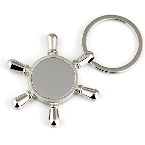 Bateau Maycom Argent poli Gouvernail avec miroir Clé Porte-Clés Porte-clés Anneau porte-clés Porte-clés 86022 Cover