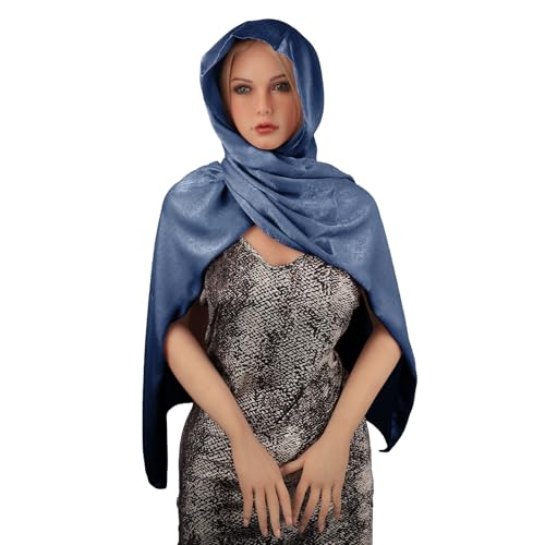 JIAHG Soft Satin Hijab Scarf for Women Lightweight Silk-Like Muslim Head Wrap Turban Long Pure Color Shawl Headscarf3