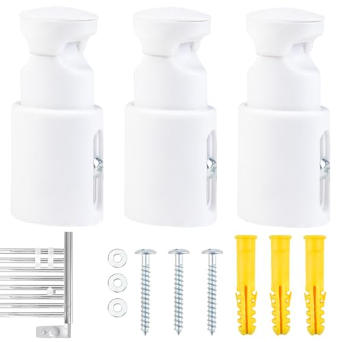 3 Pcs Soporte Radiador Pared, Soporte Radiador Montaje de Pared Calefactado, Universales para Rieles Rectos y Curvos, Rango Ajustable de 75 mm a 95 mm, Acero Resistente, Diseño Elegante en Blanco