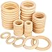 Bestsupplier 50 Pcs Unfinished Solid Wooden Rings for Craft, Ring Pendant and Connectors Jewelry Making, 5 Size