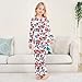 Bolaz Red Roses and Fashion Plastic Skull Loose Pajama Set, Long Sleeve Sleepwear Nightwear for 3-11 Y