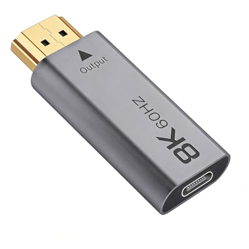 Adaptador 8K USB C hembra a HDMI macho, 8 K @ 60 Hz, 4 K @ 120 Hz, convertidor HDMI 2.1, fuente unidireccional tipo C a HDTV Coupler para MacBook Pro/Air, iPad Pro, Galaxy S23, Thunderbolt 3/4
