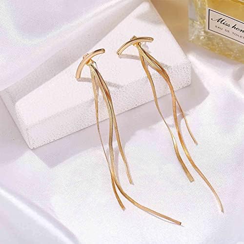 Yheakne Punk Snake Chain Earrings Gold Dangle Chain Earrings Arc Bar Ear Jackets Long Drop Dangle Earrings Irregular Drop Earrings for Women and Girls