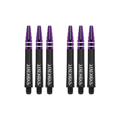 RED DRAGON Peter Wright Snakebite Nitrotech Medium Black and Purple Stems - 2 Sets per Pack (6 Stems in Total)