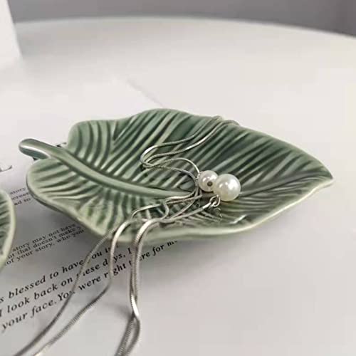 Blatt Schmuckschale Keramik, Schmuck Tablett In Blattform Dekorative Schale Grün Schmuckteller Kosmetiktablett Schmuck-Aufbewahrung Für Ringe, Schlüssel, Dekor (Grün) Cover