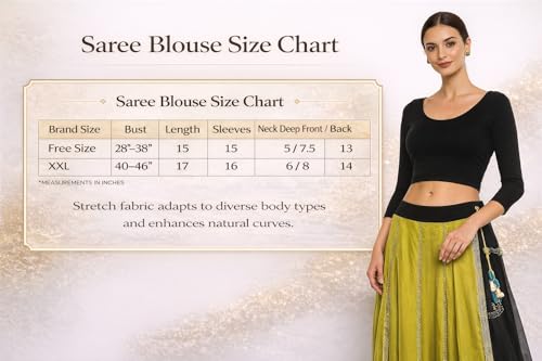 Image of Fressia Fabrics Women's Cotton Readymade Saree Blouse Stretchable Crop Top Choli Bustier Top