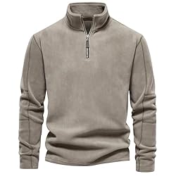 Sudadera sin Capucha Hombres Forro Polar Sudadera ...: Forro Polar: El sudadera sin capucha hombre sweatshirt hombre está hecho de polar mullida, es cómodo y cálido de llevar, duradero y resistente a las deformaciones, con buenas propiedades térmicas y cortavientos, ideal para el otoño y invierno. Sudade...